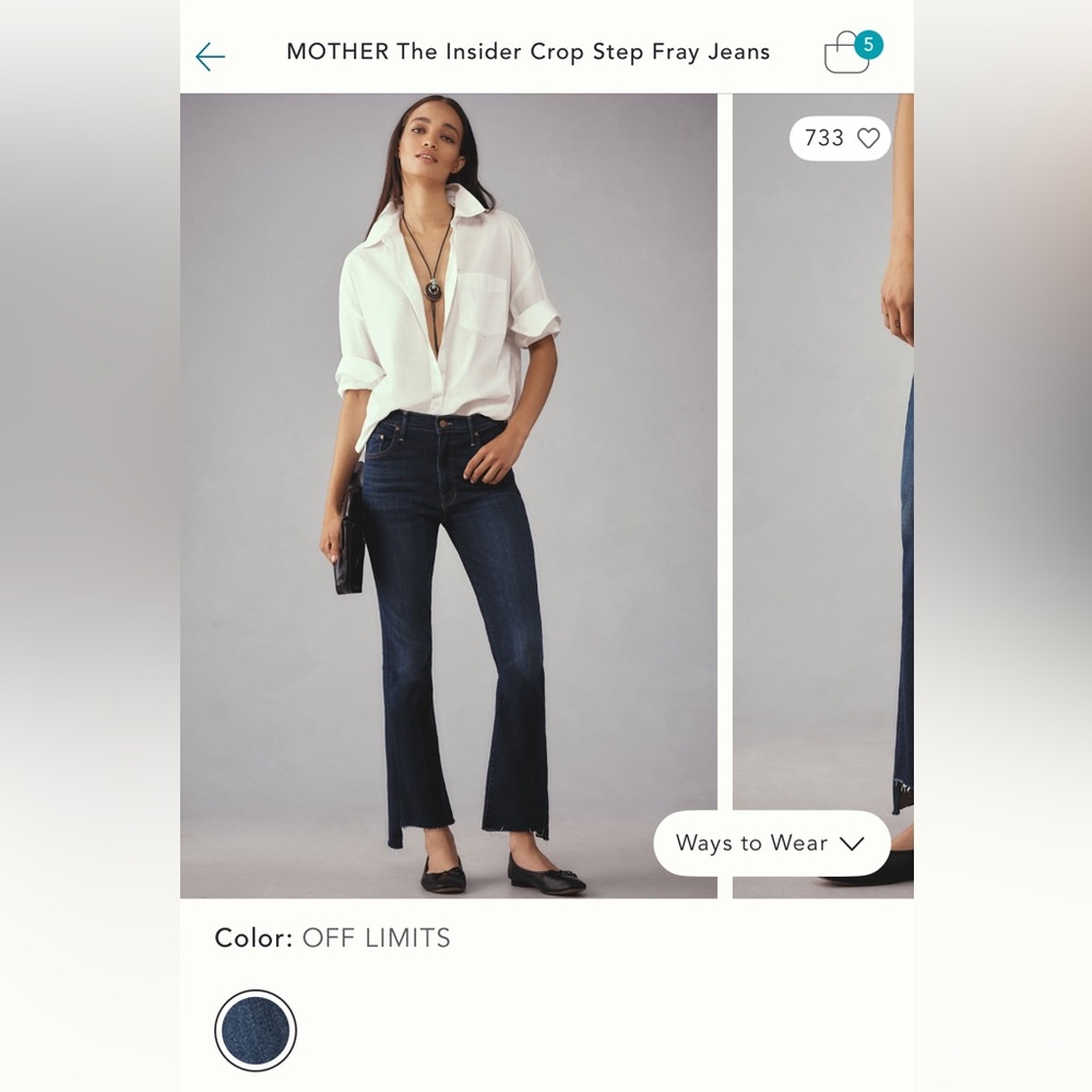 NWT MOTHER The Insider Crop Step Fray Jeans in color Off Limits, size 30P